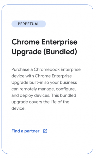 Chrome Enterprise upgrade bundelled